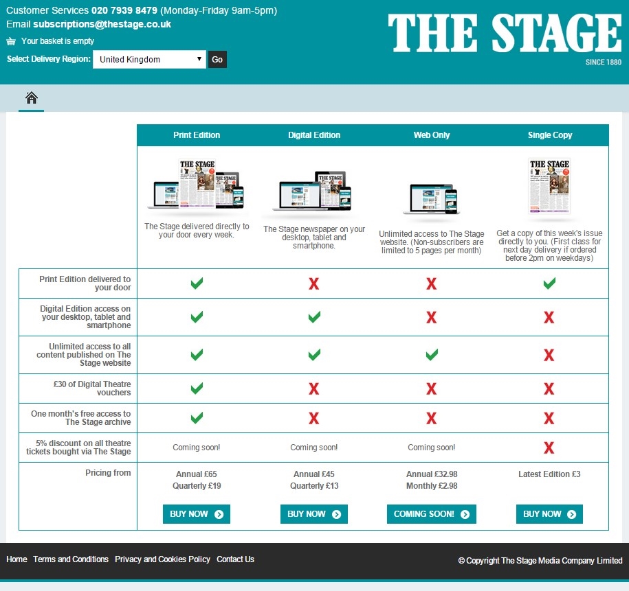 eCommerce site launched for The Stage