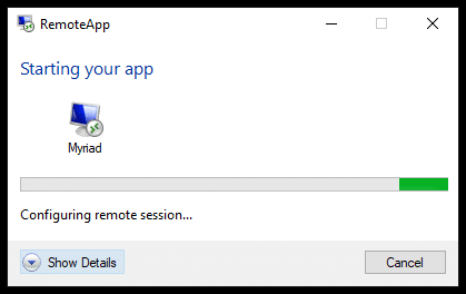 Myriad remote app connection