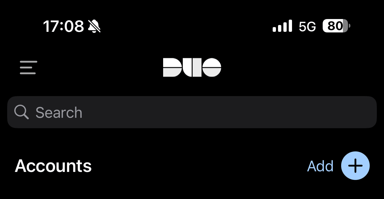 Duo app add account screen