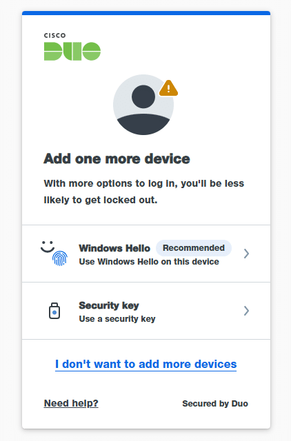 Duo more devices setup screen